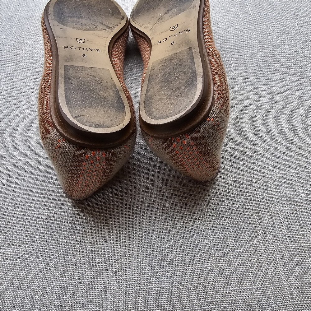 Rothy's Sz 6 Merino Wool Camel Herringbone Points Flats Rothys - Picture 6 of 12